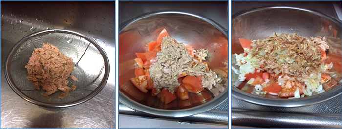 トマトとツナのサラダの調理過程写真